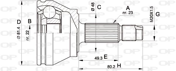 OPEN PARTS Шарнирный комплект, приводной вал CVJ5156.10